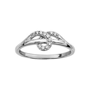 Bague en argent rhodi anneau lisse avec 1 brin orn d\'oxydes blancs sertis enroul autour - Vue 1