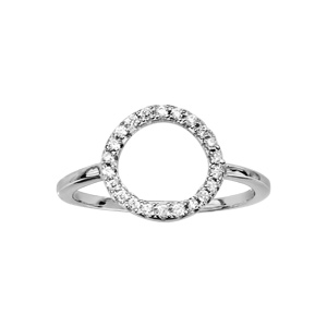 Bague en argent rhodi avec cercle d\'oxydes blancs sertis - Vue 1