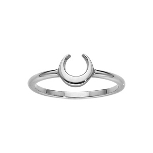 Bague en argent rhodi avec croissant de lune lisse - Vue 1