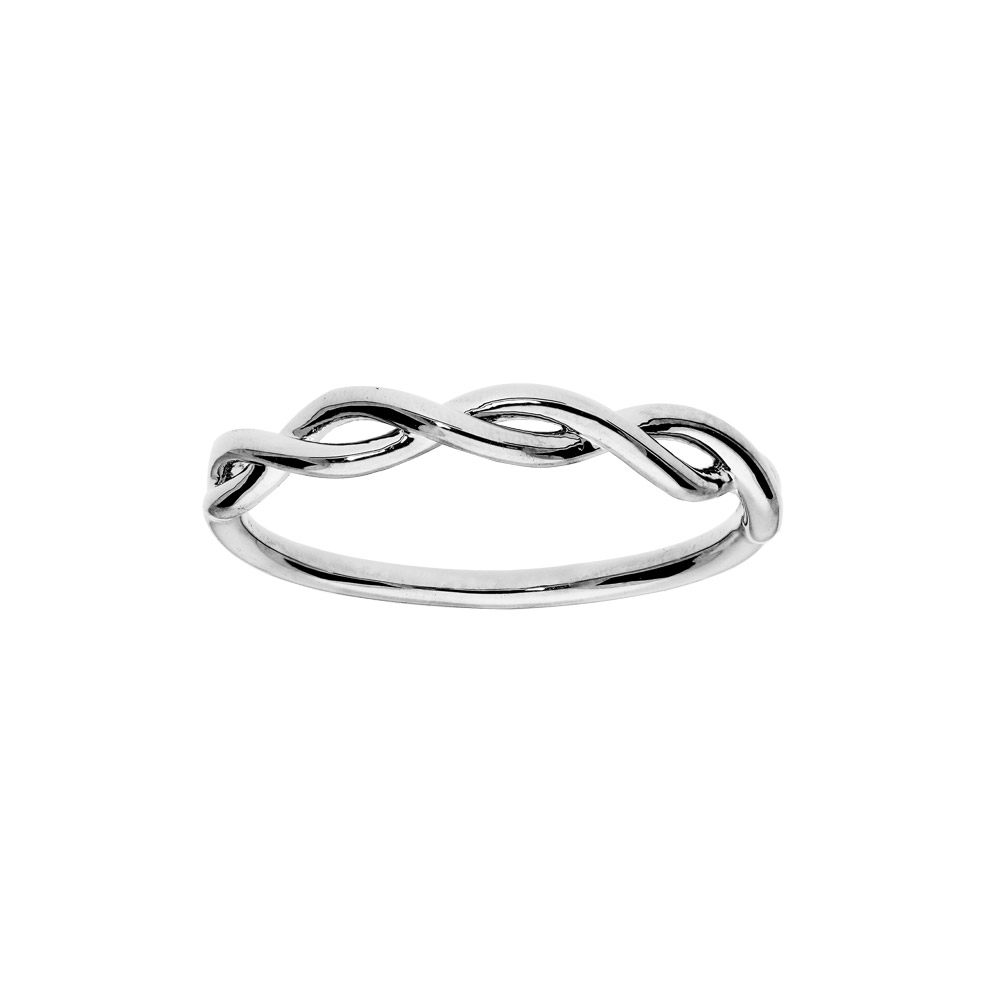 Bague en argent rhodi� avec fils torsad�s - Vue 1