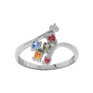 Bague en argent rhodi avec oxydes multi couleurs pastelles sertis