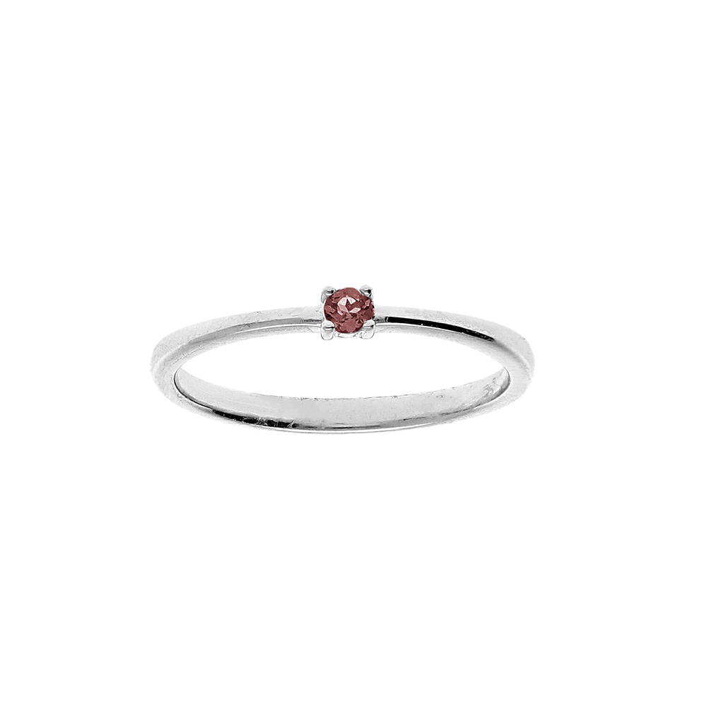 Bague en argent rhodi� avec pierre v�ritable Grenat 2,5mm - Vue 1