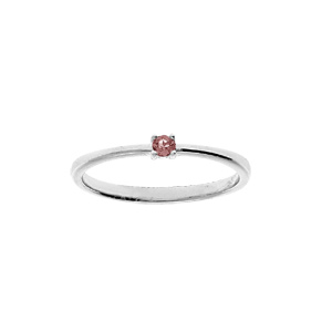 Bague en argent rhodi avec pierre vritable Tourmaline rose 2,5mm - Vue 1