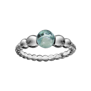 Bague en argent rhodié boules pierre bleu ciel - Vue 1