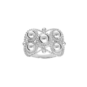 Bague en argent rhodi boulonnaise noeud d\'amour - Vue 1