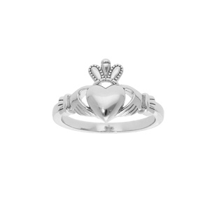 Bague en argent rhodi claddagh irlande modle femme (amour, amiti, loyaut) - Vue 1