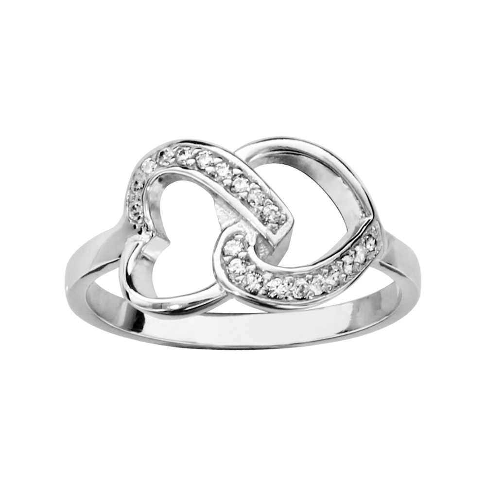 Bague Rhodié T54 Semi Pavé de Diamant Cz Argent Massif 925 5.7 Gr Dolly- Bijoux