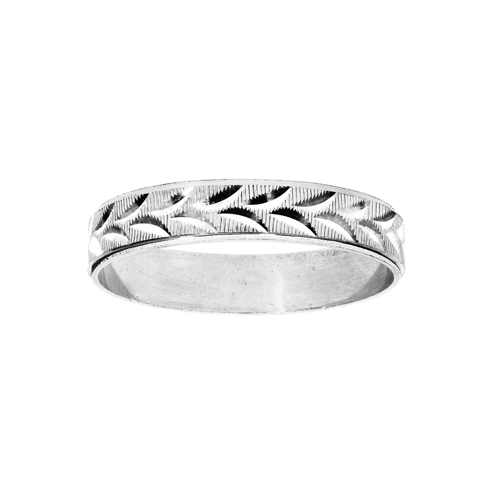 Bague en argent rhodi� diamant�e en �pis sur la longueur largeur 4mm - Vue 1