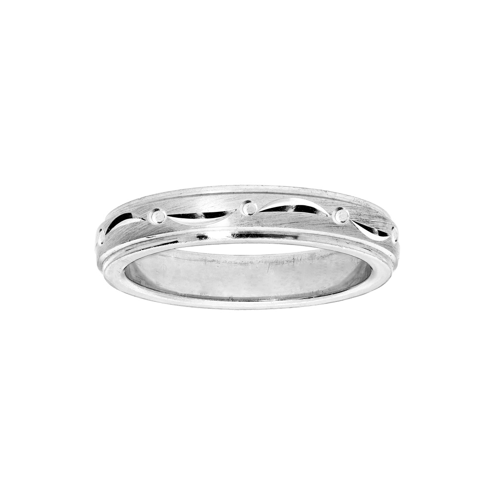 Bague en argent rhodi diamante largeur 4mm - Vue 1