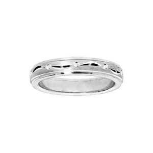 Bague en argent rhodi diamante largeur 4mm - Vue 1