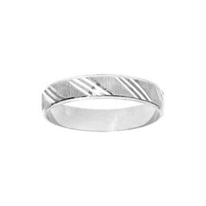 Bague en argent rhodi diamante strie largeur 4mm - Vue 1