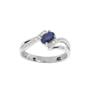 Bague en argent rhodi  drap d\'oxydes bleus et blancs sertis - Vue 1