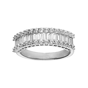 Bague en argent rhodi empierre blancs et oxydes blancs sertis - Vue 1