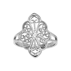 Bague en argent rhodi filigrane - Vue 1