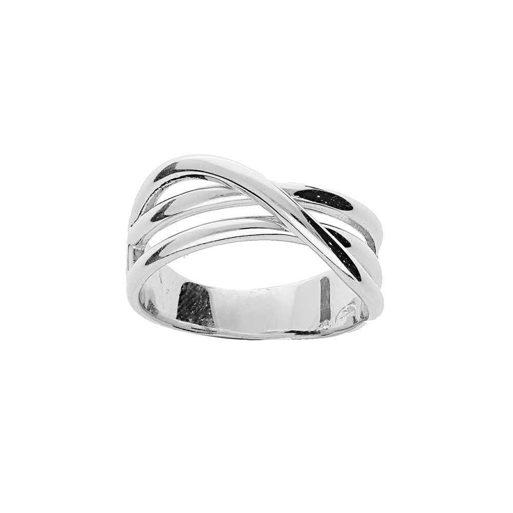 Bague en argent rhodi� fils crois�s - Vue 1