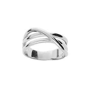 Bague en argent rhodi fils croiss - Vue 1