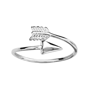 Bague en argent rhodi flche lisse qui fait le tour - Vue 1