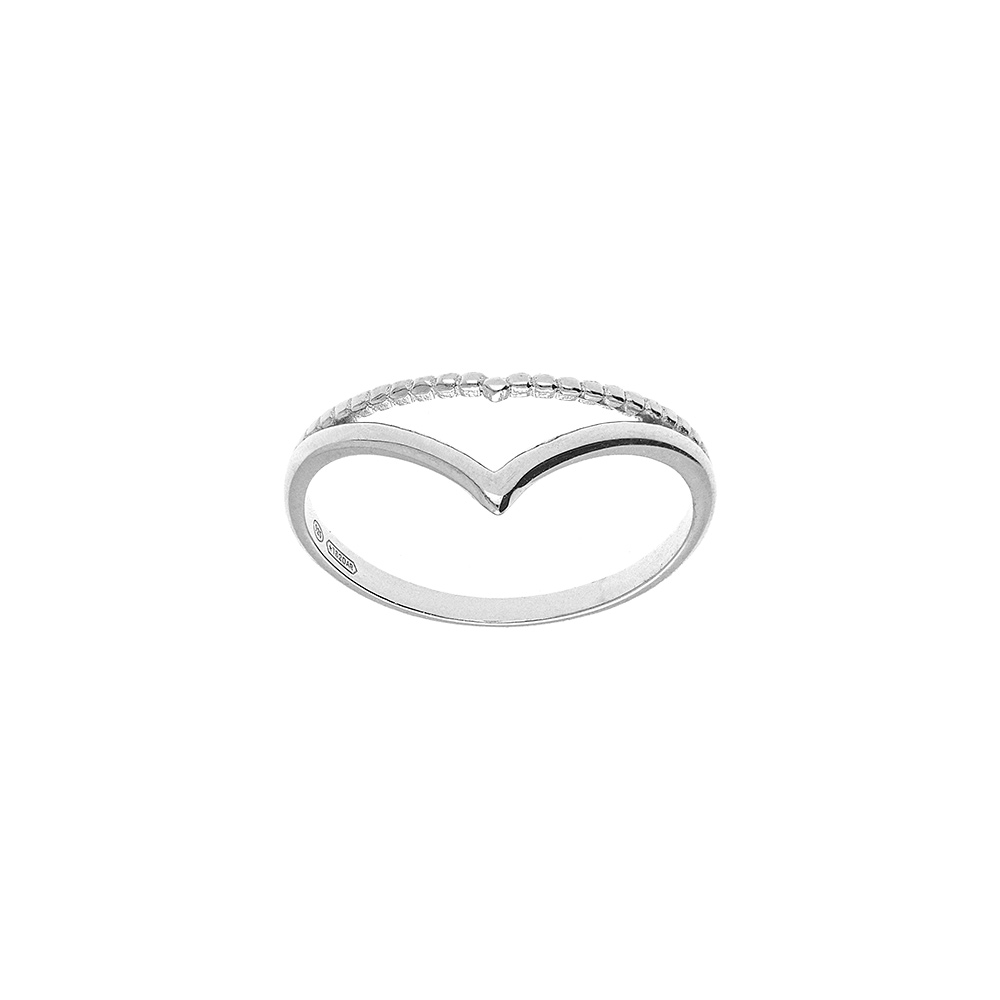 Bague en  argent rhodi� forme V - Vue 1