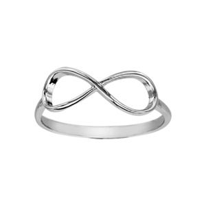 Bague en argent rhodi forme infini lisse - Vue 1