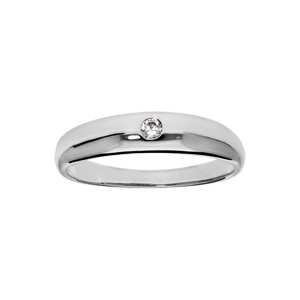 Bague en argent rhodi grande taille jonc anglais de 5mm et oxyde blanc serti - Vue 1