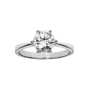 Bague en argent rhodi grande taille solitaire 6 griffes - Vue 1