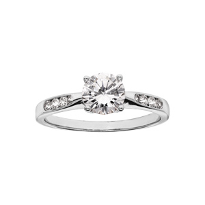 Bague en argent rhodi grande taille solitaire 4 griffes et oxydes - Vue 1