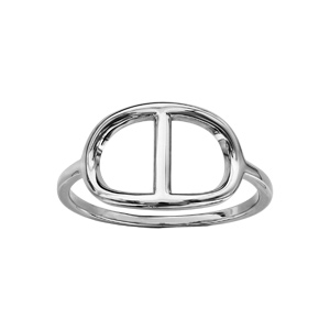 Bague en argent rhodi 1 maille marine lisse - Vue 1