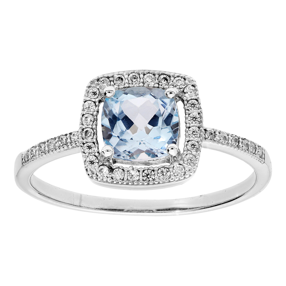 Bague En Argent Massif 925 Avec Une Topaze Bleue - Taille 6.5 - Occasion