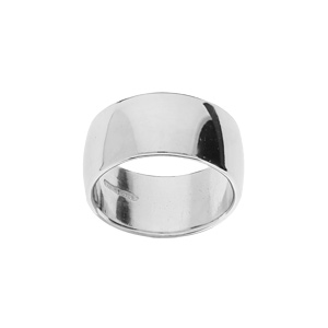 Bague en argent rhodi massive ruban bombe 12mm - Vue 1