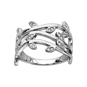 Bague en argent rhodi oxydes blancs sertis - Vue 1