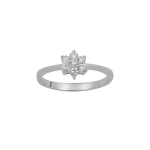 Bague en argent rhodié petite marguerite en oxydes blancs - Vue 1