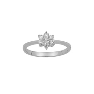 Bague en argent rhodi petite marguerite en oxydes blancs - Vue 1