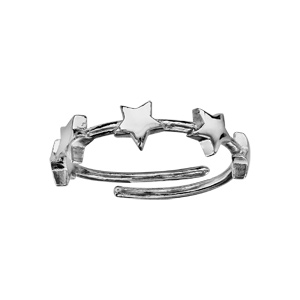 Bague en argent rhodié réglable étoile - Vue 1