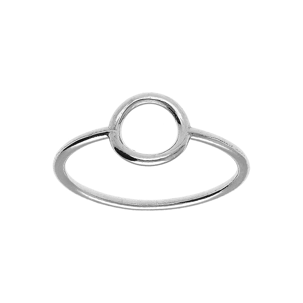 Bague en argent rhodi� rond �vid� - Vue 1