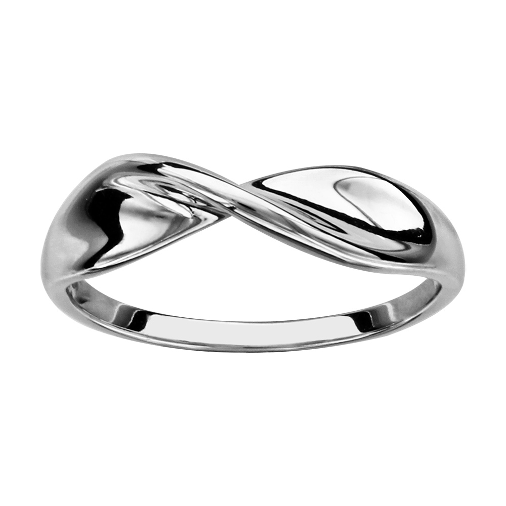 Bague en argent rhodi� ruban torsad� lisse - Vue 1