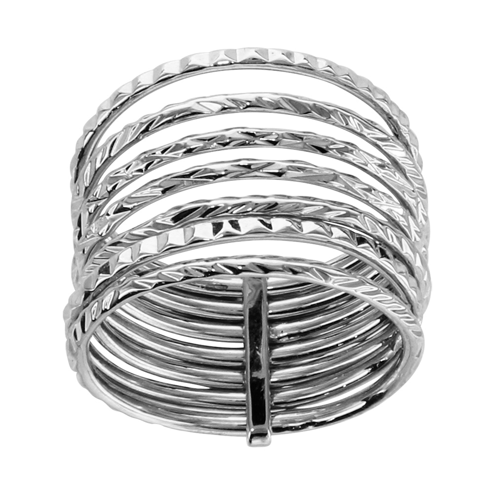 Bague en argent rhodi� semainier diamant� - Vue 1