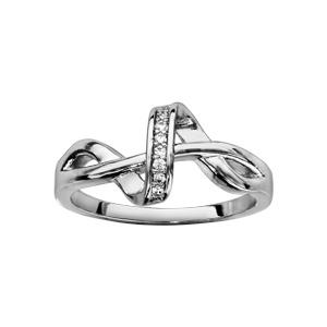 Bague en argent rhodi serpentin orn d\'oxydes blancs ml  un brin lisse - Vue 1