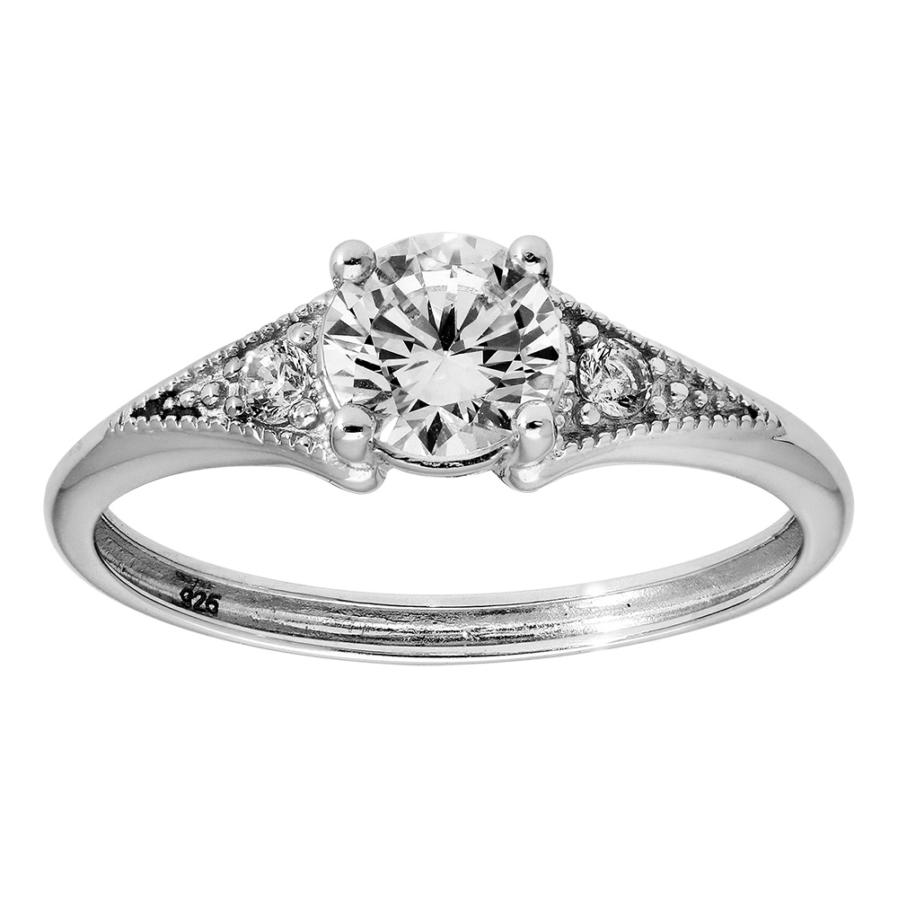 Bague Solitaire Diamant Cz Argent 925 Rhodié T60 - Pavé 1,76-2 Carats, Neuf Avec étiquettes Dolly-Bijoux
