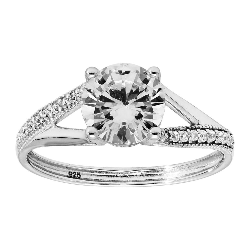 Bague 2 En 1 Rhodiée Dolly-Bijoux - Solitaire Et Pavée De CZ, En Argent 925 Massif, Taille 58