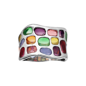Bague en argent rhodié type vitrail - Vue 1