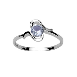 Bague en argent rhodié 2 vagues autour d\'un petit oxyde bleu clair - Vue 1