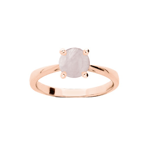 Bague en argent rose anneau simple avec pierre vritable Quartz rose 6,5mm - Vue 1