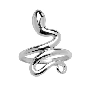 Bague en argent serpent enroul - Vue 1