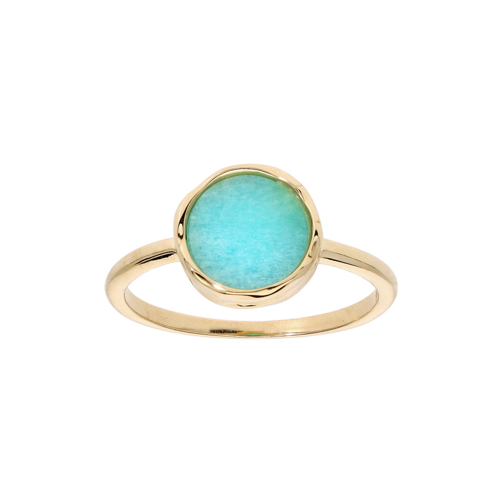 Bague en plaqu� or anneau simple avec Amazonite v�ritable forme irr�guli�re - Vue 1