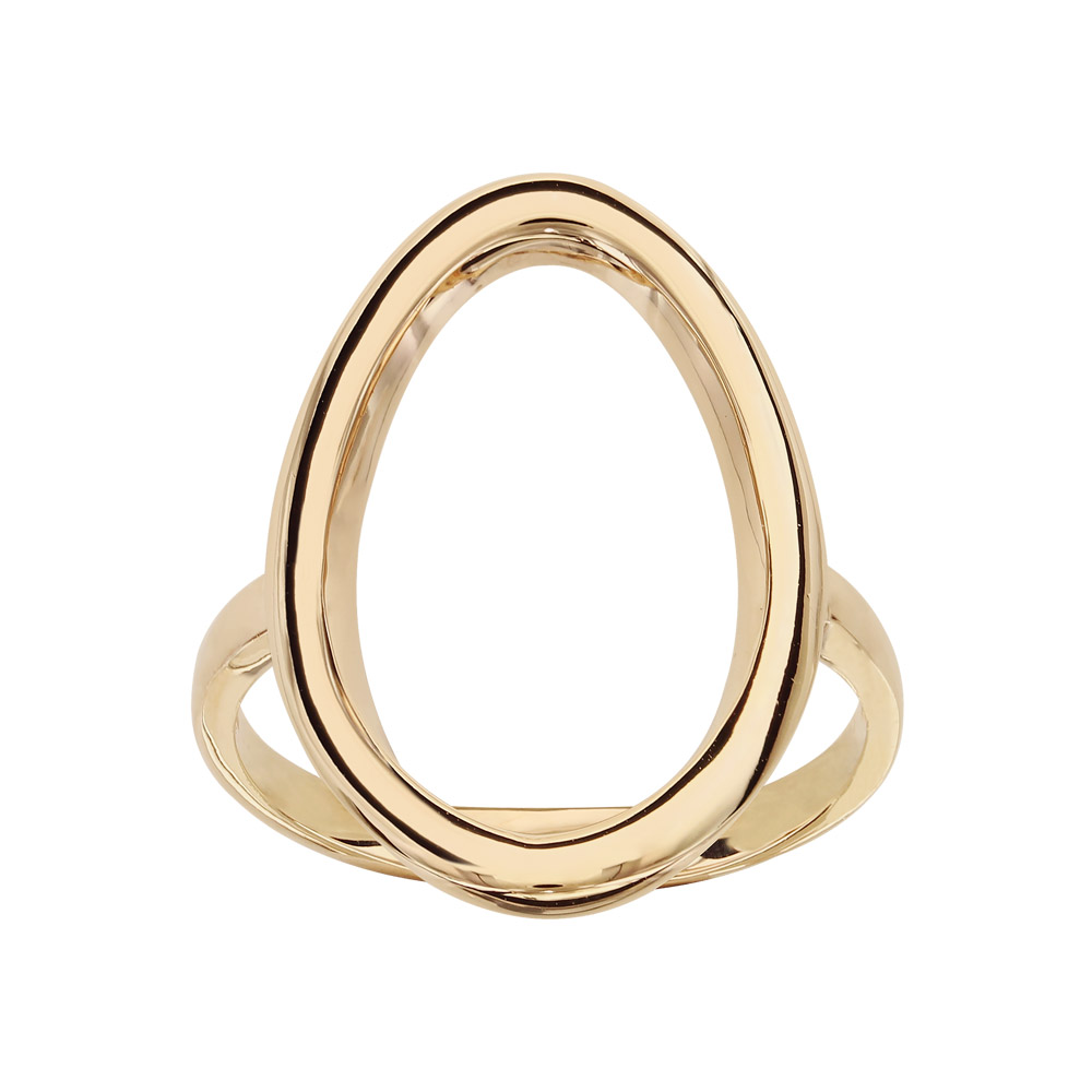 Bague en plaqu� or avec anneau ovale lisse sur le dessus - Vue 1