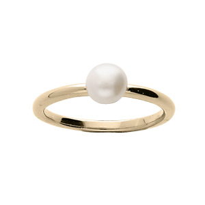 Bague en plaqu or avec Perle de culture d\'eau douce - Vue 1