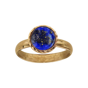 Bague en plaqu or avec pierre Lapis Lazuli vritable ronde - Vue 1