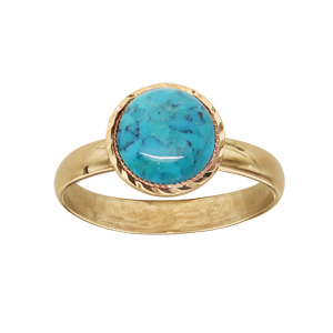 Bague en plaqu or avec turquoise de synthse - Vue 1