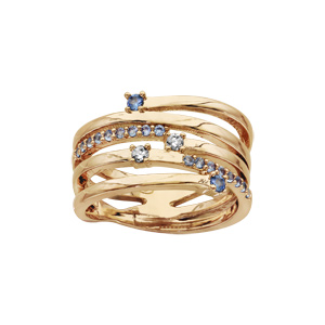 Bague en plaqué or enroulée pierres bleu foncé - Vue 1