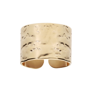 Bague en plaqué or ethnique ruban martelé antique mate réglable - Vue 1